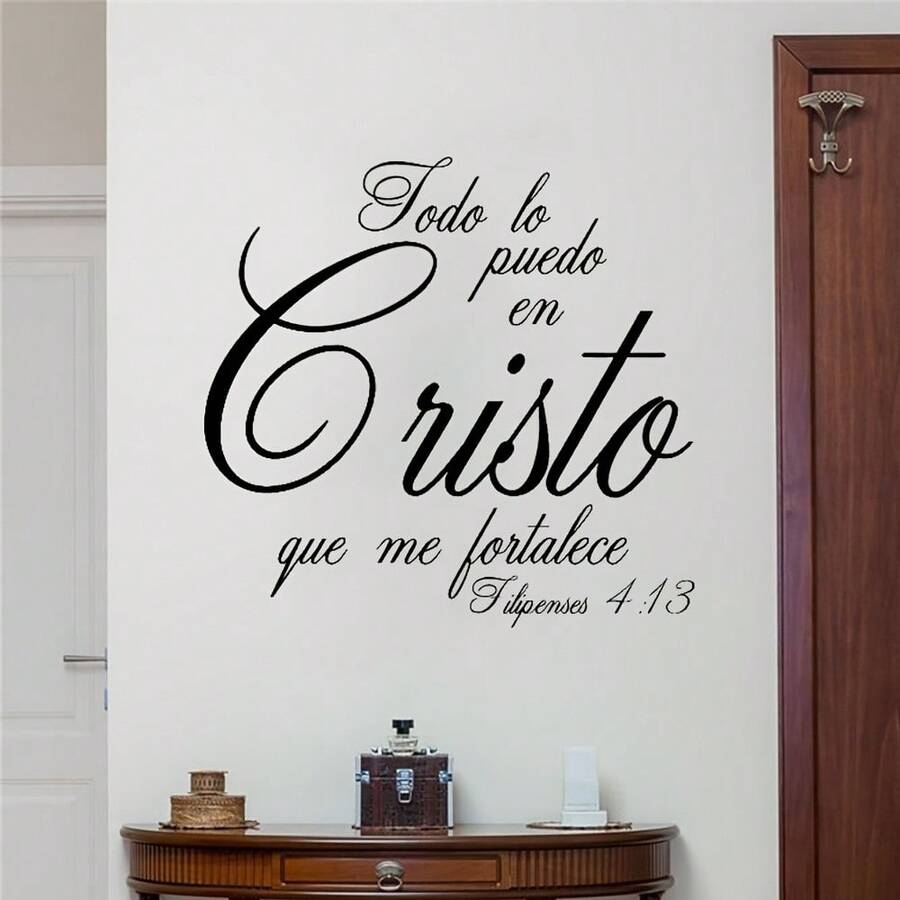 Spanish Bible Verse Philippians 4:13 Wall Sticker Decor I Can Do All Things Through Him Who Strengthens Me Spanish Home Wall Decal - C - View 1