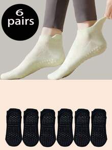 3/6/10 Paar farbige Yoga-Socken für Damen mit rutschfestem Silikonbündchen und bequemem elastischem Kordelzug, kurze Yoga- und Tanzsocken Einfarbig, geeignet für Sport, Ballett und Yoga - Verschiedenfarbig - Übersicht 15