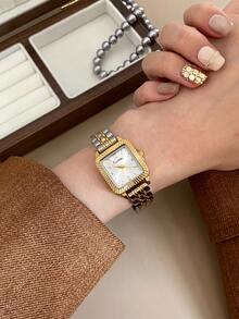 Jam Tangan Quartz Wanita Bentuk Oval dengan Dial Angka Arab, Gaya Mid-Century yang Modis, Cocok untuk Pemakaian Sehari-hari, Hadiah, dan Pesta - Perak Emas - View 9