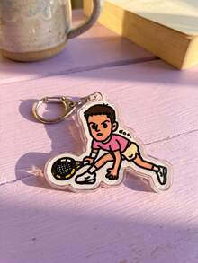 4pcs Carlos Alcaraz Tennis Star Pattern Keychains, Sports Cartoon Style Acrylic Material, Suitable For Bags, Keys, Wearing, Parties And Gifts - Multicolor - View 9