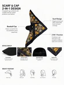 1 pieza Pañuelo cuadrado de satén con sombrero puntiagudo y cinta, pañuelo para la cabeza con lazo, sombrero pirata, sombrero de sol delgado para verano, uso al aire libre, lazo ajustable - Multicolor - Ver 3