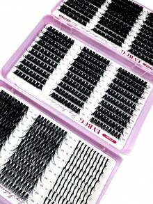 Large Capacity Eyelash Book 0.07mm Spiky Wet Glossy Single Cluster Lashes Salon Volume D Curl Spiky+40D-200D 10-18mm Anime Style 780pcs Reusable DIY Cluster Eyelash Extensions For Beginners - D - 查看 4