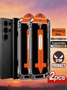 2片裝一鍵自動吸附防窺防塵鋼化玻璃螢幕保護貼，相容 iPhone 17 16 Pro Max/相容 Galaxy S26 S25 Ultra/相容小米 15T/15 14 系列，9H+ 高鋁合金硬度，防塵防爆防刮，隱私保護手機螢幕保護貼 - 黑色 - 查看 62