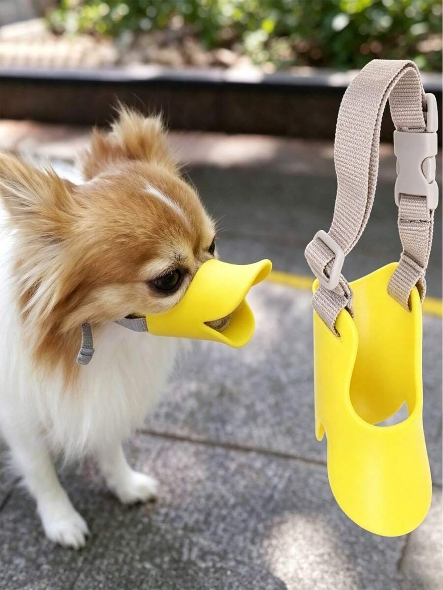 Soft Silicone Duck-Billed Dog Muzzle With Adjustable Strap, Anti-Bite, Suitable For 1.5–12.5kg Dogs, Fits Chihuahua, Teddy Poodle, Golden Retriever, Labrador Retriever, Etc. (Yellow) - Multicolor - View 1