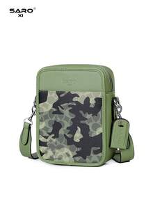 saroxi Bolso bandolera para hombre con bolsillo lateral, bolso de una sola correa, bolsa para artículos pequeños, multifuncional para ir al trabajo y uso casual, bolso para teléfono, estilo camuflaje minimalista, regalo para hombres, novio, bolso de moda - Multicolor - Ver 7