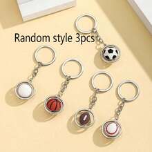 1pc World Cup Sports Style Rotating Keychain, Includes Basketball, Football And Rugby Designs, Metal Commemorative World Cup Keychain Pendant, Suitable As A Small Gift For Friends And Family - Multicolor - View 10