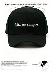 BONNY BOOM 1/2pcs Women's Embroidered "Feliz No Simples" Baseball Cap, Trucker Hat, Suitable For Outdoor, Spring/Autumn, Travel, Beach Vacation Casual Wear, Men's Sun Hat, Y2K Style Youth Cap, Football Match World Cup, Halloween, Christmas, Back To School Season Gift - Feliz No Simples - View 9