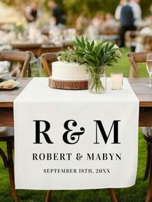 Customized Personalized Wedding Table Runner & Welcome Banner, Suitable For Wedding, Reception, Ceremony, Woven Fabric, Customizable Text, Rectangular Table Decor, Suitable For Outdoor Events, Name/Date/Phrase Decoration - Multicolor - View 7