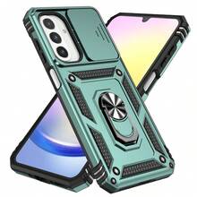 可折疊支架手機殼，附滑動相機蓋，相容 Galaxy S26 Ultra、S25 Ultra、S24 Ultra、S23 Ultra、S22 Ultra / A17/A26/A36/A55/A37/A57/A56/A16，以及 S24/S24 FE/S25/S25/S25 FE、S26 FE 和 8、9、10、A Pro。磨砂質感，防震保護手機殼，滑動蓋，時尚手機殼，手機配件，夏季禮物 - 墨綠色 - 查看 9