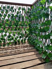 Artificial Grape Leaf Expandable Wooden Fence, (Small/Large Size) Green Leaf Privacy Screen, Freely Stretchable, Garden Path Landscaping, Balcony Fence Privacy Screen, Garden Decorative Fence - Multiple Specifications - View 6