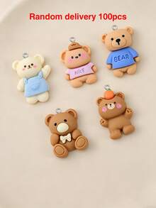 10/20/100pcs Cartoon Resin Bear Pendant Handmade DIY Necklace Earrings Phone Chain Jewelry Making Charm - Brown - View 16
