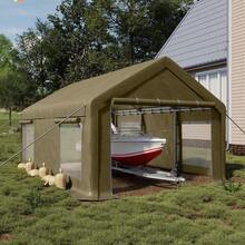BouPower 12x20 Ft Carport, Car Port With 200 G PE Tarp, Roll-Up Doors, And 4 Windows, For Full-Size Pickups, Bass Boats, Tractors, And SUVs - Yellow - View 4