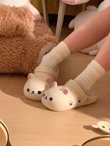 San-X 2026 Summer Girls' Casual Bear Hollow Perforated Slip-On Sandals, Non-Slip, Odor-Resistant, Cute Closed-Toe Outdoor Slides For Women - Multicolor - View 7