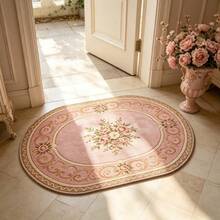 1pc Vintage Romantic Living Room Rug, Pink Rose Bedroom Decor Bedside Rug, Luxury Elegant Dressing Room Rug, Fluffy Soft Vanity Plush Rug, Oval Bathroom Balcony Washable Mat, Decorative Rug, Bedroom Decor, Small Rug, Rug, Home Decor, Living Room Rug, Living Room Small Rug, Bedroom Rug, Living Room Home Decor, Outdoor Rug, Washable Rug - Watermelon Pink - View 3