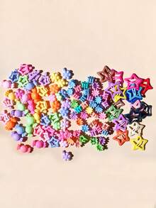 90pcs Random Color & Style Sweet Minimalist Five-Pointed Star Hair Clips, Candy Color Star BB Clips, Mini Flower Claw Clips, Versatile Girls Hair Accessories, Suitable For Daily Wear, Performance, Photography Styling - Mixed color - View 9