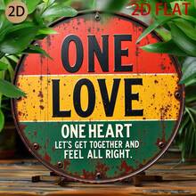 2D Flat - 2D Flat Round Rusty Metal Sign, Vintage Reggae Theme Wall Art With Inspirational Quote, Suitable For Home Bar Or Leisure Area - A - View 7