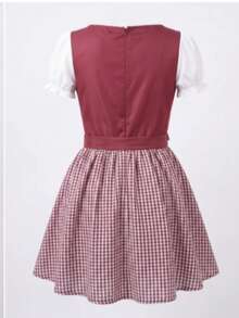 Carnival German Beer Festival Costume Munich Bavarian Dirndl Maid Dress Pastoral Farm Dress Red Fall - Red - View 4