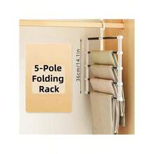 Portable Multi-Functional Pants Rack, 48cm And 36cm Length, Tiered Space-Saving Hanger, Stainless Steel Clips Without Wrinkles, Storage For Trousers, Jeans, Skirts, Minimalist Closet Organizer - View 6