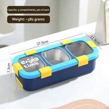 Kotak Bekal Bento Minimalis dari Baja Tahan Karat 304 dengan Kompartemen, Garpu dan Sendok, Kotak Makan Siang untuk Microwave - MultiWarna - View 16