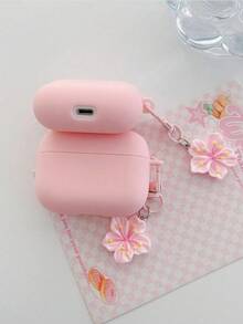 1pc Pink TPU Matte Bluetooth Earphone Protective Case With Sakura Charm, Cute Sakura Design, Compatible ForAirPods Pro 3, Pro (2nd Gen), 3, Pro, 4 Case Cover, Suitable For Daily Use, Spring, Mother's Day, Birthday, Graduation Season, Quick Ship - Pink - View 7