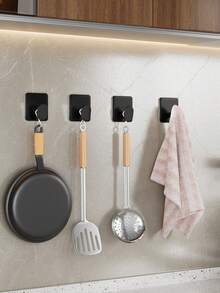 Drill-Free Self-Adhesive Hooks-Heavy-Duty, Waterproof, And Rust-Resistant. These Versatile Wall-Mounted Hooks Are Ideal For Hanging Cookware, Ladles, Dishcloths, And More; Suitable For Use In Bathrooms, Bedrooms, Living Rooms, Or Behind Doors. - Multicolor - View 1