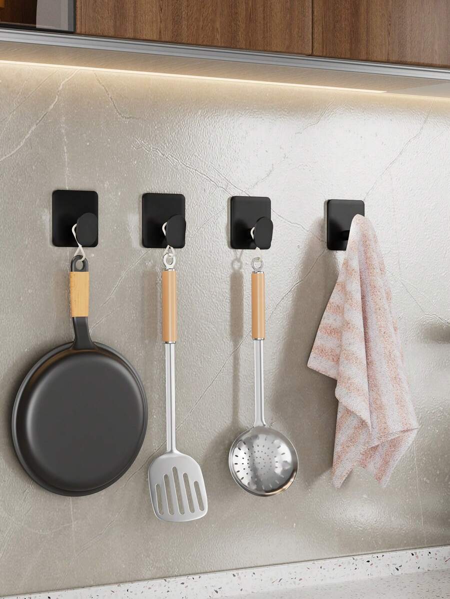 Drill-Free Self-Adhesive Hooks-Heavy-Duty, Waterproof, And Rust-Resistant. These Versatile Wall-Mounted Hooks Are Ideal For Hanging Cookware, Ladles, Dishcloths, And More; Suitable For Use In Bathrooms, Bedrooms, Living Rooms, Or Behind Doors. - Multicolor - View 1