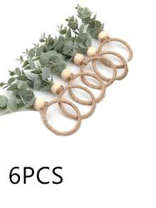 1/6/12pcs/Set Napkin Rings, Rustic Farmhouse Style Napkin Rings, Eucalyptus Napkin Rings, Wooden Napkin Rings, Bohemian Green Leaf Napkin Rings, Suitable For Spring/Summer, Thanksgiving, Christmas, Bridal Shower, Wedding Table Decor - Multicolor - View 12