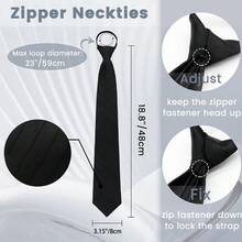 Corbata con cremallera para hombre, adecuada para uso diario en negocios y viajes - Negro - Ver 5