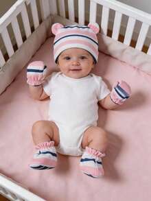 3pcs/Set Neonatal Baby Hats For Boys Girls Unisex Baby Hat Soft Cap Nursery Beanie For Newborn Infant - Multicolor - View 1