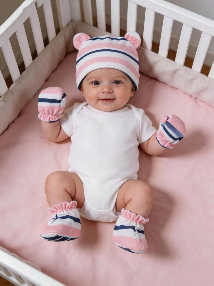 3pcs/Set Neonatal Baby Hats For Boys Girls Unisex Baby Hat Soft Cap Nursery Beanie For Newborn Infant - Multicolor - View 1