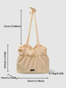 Dedoo Bolso de lona con estampado de lunares, bolso de hombro plegable para estudiantes con diseño de cordón con volantes en forma de nube - Amarillo - Ver 5