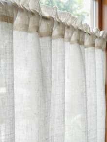 1pc Short Curtain, Window Valance, Door Curtain, Beige Minimalist Japanese Style With Black Lace Trim, Suitable For Home, Kitchen, Children's Room, Window Decor, Door Decor, Christmas Window Matching - Beige - View 9