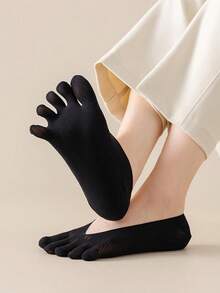 5 Pairs Summer Thin Mesh Five-Toe Socks, Split Toe High Heel Socks, Open Toe Toe Separator Silicone Non-Slip Low Cut Invisible Socks - Multicolor - View 5