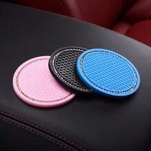 2pcs Car Accessories Silicone Rhinestone Round Fashion Cup Coasters, Car Cup Holder Insert Silicone Non-Slip Beverage Cup Coasters, Universal Vehicle Interior Accessories, Bling Crystal Rhinestone Car Silicone Interior Accessories - 2pc Multi-color Silver Chain Coasters - View 9
