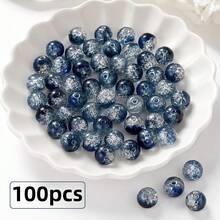 60pcs/100pcs 8mm Dual-Color Gradient Crackle Glass Beads, Cracked Texture Aesthetic Beads, Loose Pre-Drilled Round Beads For Handmade Crafts, Suitable For Jewelry Making, DIY Bracelets, Phone Chains, Necklaces, Earrings, Keychains, Bag Accessories And More - Multicolor - View 12