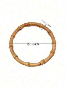 1pc Round Hand-Woven Solid Wood Handbag - Brown - View 2