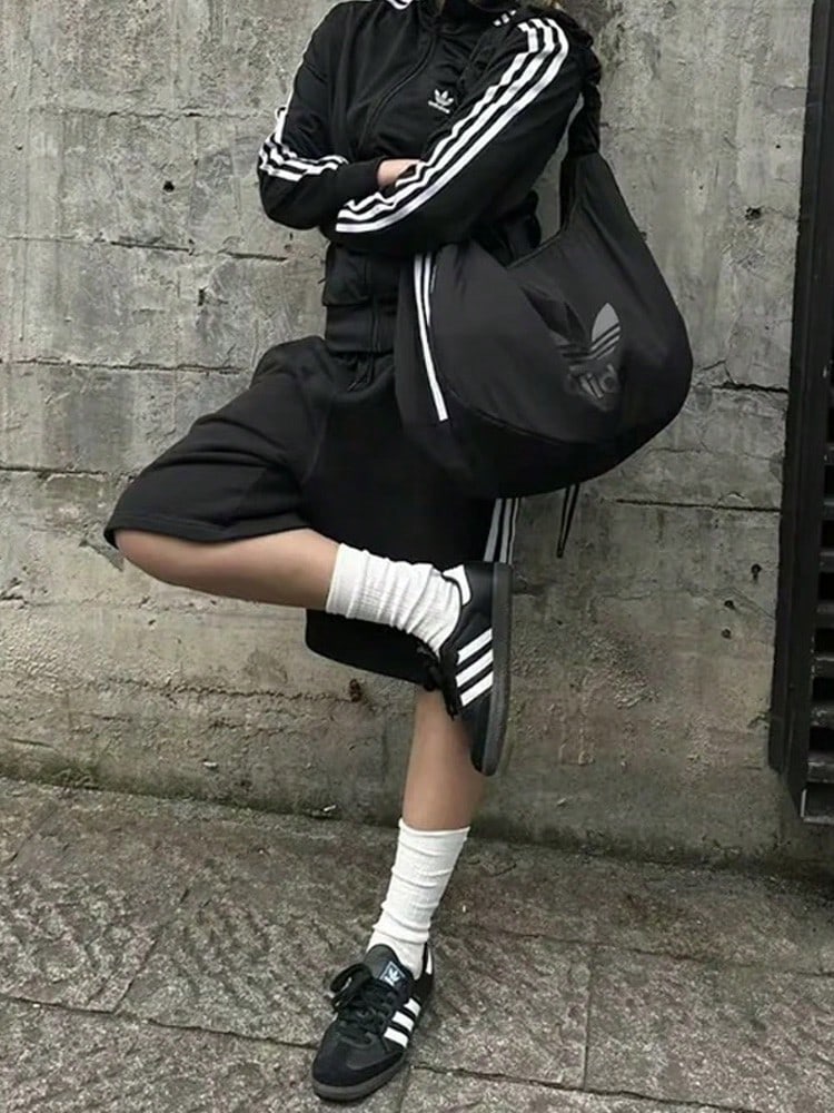 Adidas Originals Women's Plus Size Logo Nylon Cloud Wristlet Pouch Crossbody Shoulder Bag JP0146 - Black - View 1