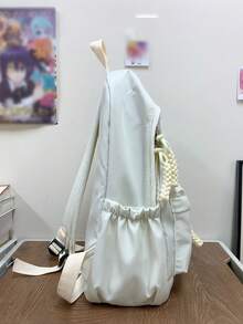 1件純色尼龍背包，編織繩拉鍊校園包，多口袋休閒背包，適合青少年/女孩/學生/畢業生，開學季時尚配件，適用於日常上課、週末出遊、短途旅行和戶外休閒活動 - 多色 - 查看 7