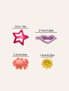 90pcs Random Color & Style Sweet Minimalist Five-Pointed Star Hair Clips, Candy Color Star BB Clips, Mini Flower Claw Clips, Versatile Girls Hair Accessories, Suitable For Daily Wear, Performance, Photography Styling - Mixed color - View 8