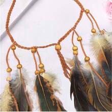 1pc Bohemian Style Long Feather Hair Chain, Women's Beach Vacation, Party, Music Festival Hair Accessory Jewelry Feather Headband - 127 - View 3