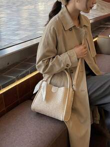Women's Fashion Minimalist Business Commute White Handbag, Crossbody Shoulder Bag - White - View 6