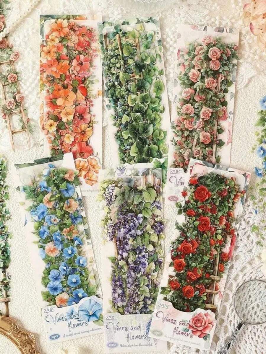 85pcs Floral Pattern Stickers, 85pcs Vintage Botanical Flower Decorative Paper, Including Flower And Butterfly Designs, Suitable For Scrapbooking, Journal Decoration And Collage Projects, Ideal Choice For Craft Enthusiasts And Journaling Lovers - Plant and Flower Stickers - View 1