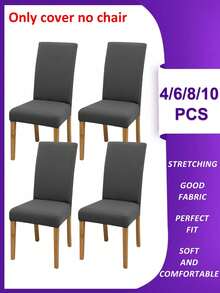 Funda para silla lisa de 4 piezas/6 piezas/8 piezas/10 piezas, fundas elásticas de poliéster desmontables para sala de estar, comedor, dormitorio, para todas las estaciones - Caqui - Ver 21