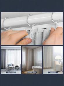 32/16/8/4pcs Metal Curtain Rings With Clips, Multi-Purpose Shower Curtain Hooks, Smooth Sliding Curtain Clips, Suitable For Curtains, Bathroom Shower Curtain Rods, Home Decor Accessories - Multicolor - View 11