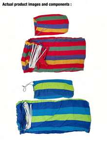 1 قطعة أرجوحة مزدوجة خارجية، أرجوحة قطن قماشية محمولة للتخييم والحديقة مع حقيبة تخزين وحبل تعليق، مقاومة للانقلاب قوية ومتينة، أحمر أصفر أخضر/أزرق أخضر مخطط/بيج اختياري، أحجام متعددة، مع أسلوب حبل ربط بعصا منحنية وأسلوب حبل ربط - أرجوحة خارجية [190 * 100 سم مع ربط بالحبال + حقيبة تخزين] - مشاهدة 8