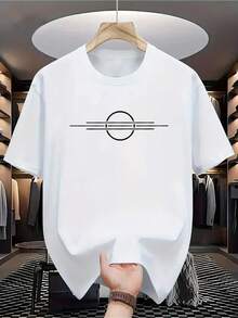 Camiseta de manga corta con patrón geométrico minimalista - Blanco - Ver 1