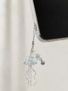 1pc Transparent Jellyfish Metal Arc Romantic Phone Chain Keyring Suitable For Earphone Case Phone Pendant, Summer Phone Case Accessories - Multicolor - View 3