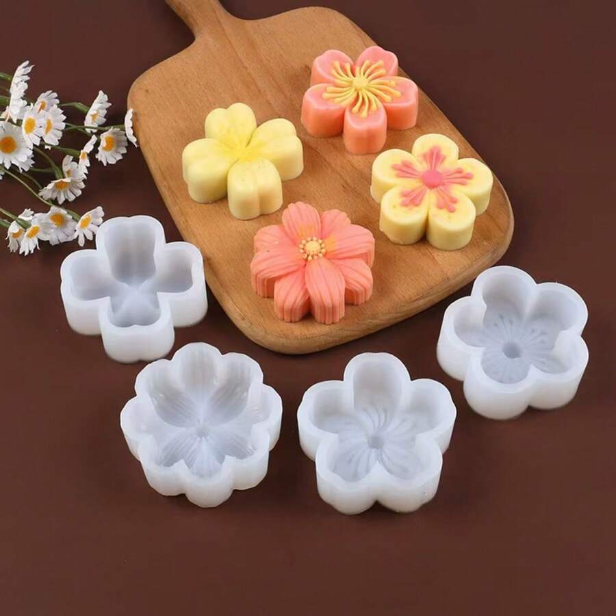 1pc Lucky Four-Leaf Clover, Cherry Blossom, Plum Blossom, Persian Flower Plaster Candle Silicone Mold - White - View 1