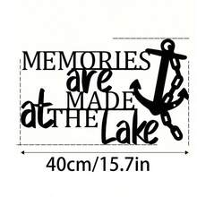 1件金屬黑色閩南風錨形牆飾，鄉村鐵製航海裝飾，附「Lake Memories」標語，耐候戶外室內花園陽台牆面雕塑，海岸風居家裝飾 - 均碼 - 查看 11