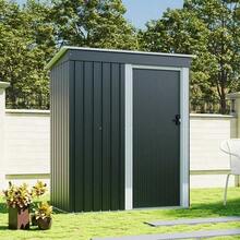 Outdoor Metal Removable Storage Shed Garden Storage Shed With Lockable Door For Firewood Garbage Can Tools Lawnmower Bike Shed Waterproof Log Store For Backyard Patio Rust-Resistant Not Include Foundation 164cm W X 77cm D X 182cm H - Charcoal Black - View 6
